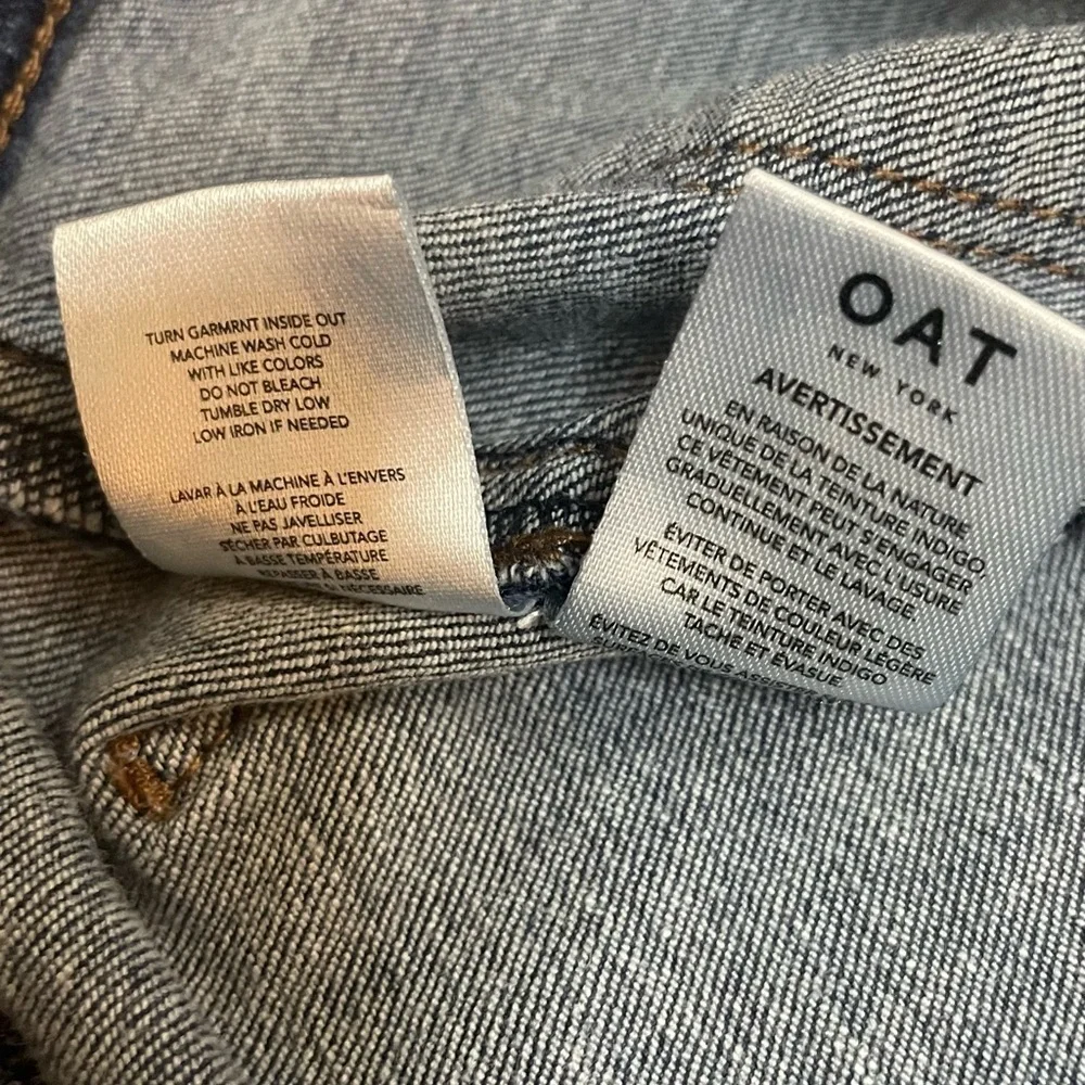 OAT New York Wide Leg Wide Hem Button Close Sailor Style Blue Denim Jean Size 29